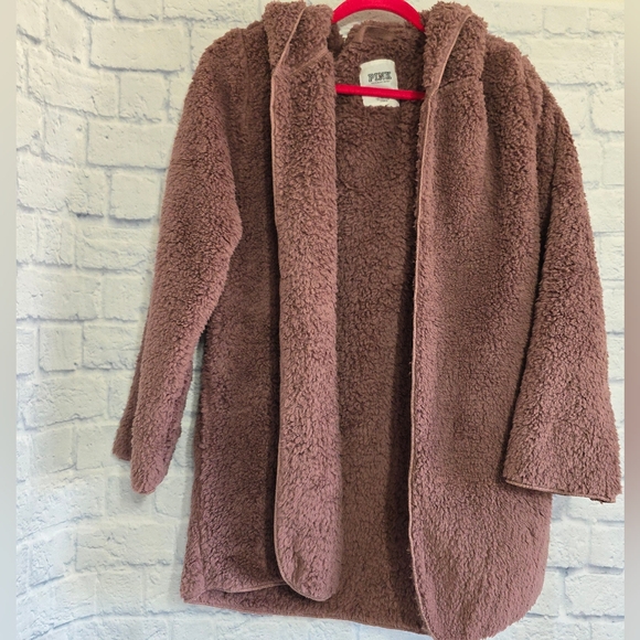 PINK Victoria's Secret Sherpa Teddy Hoodie Cardigan Jacket Medium / Large New - Picture 2 of 16